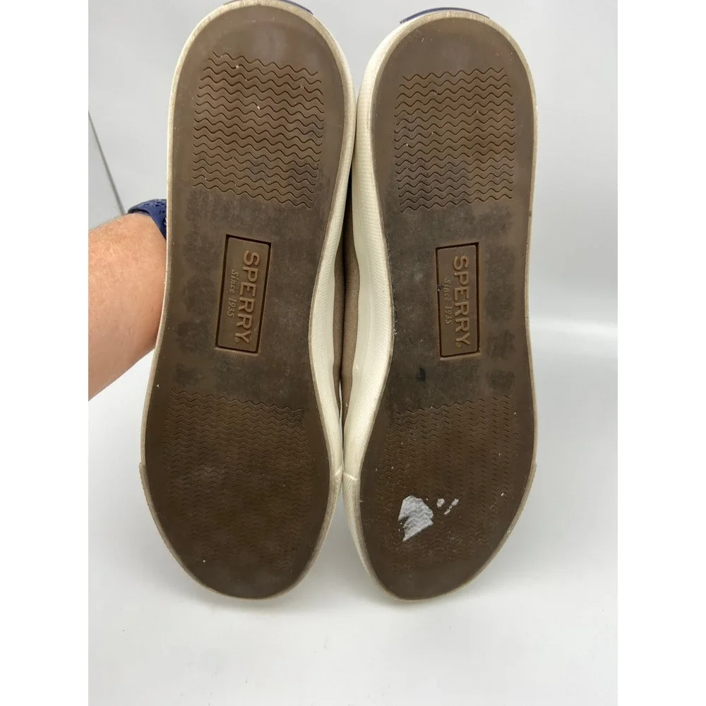 Sperry Shoes Womens Sz 11 Canvas‎ Sneakers Taupe Lace Up Comfort STS81827